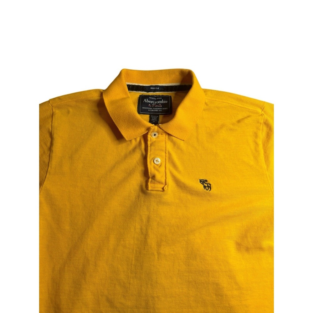 Abercrombie Fitch Muscle Polo Shirt Mens Yellow Short Sleeve Logo Size Medium
